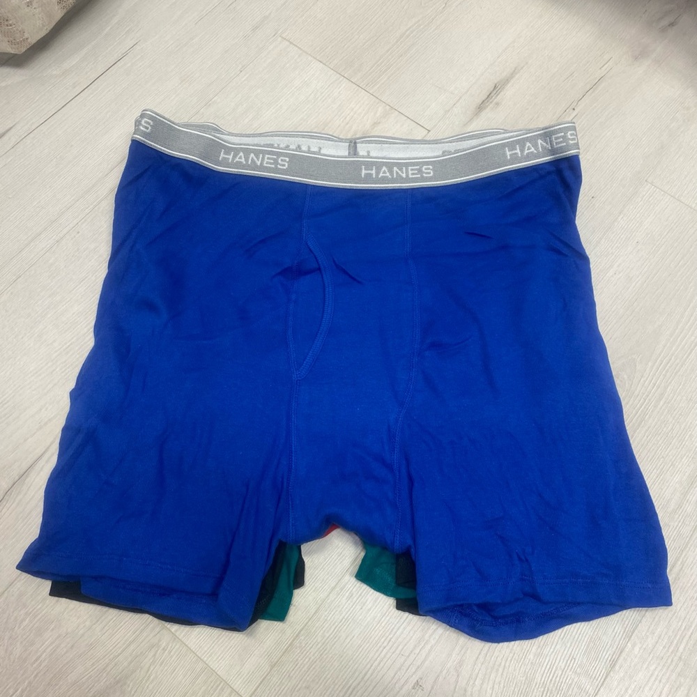 Hanes Men's Royal Blue Boxer Briefs with Gray Branded Waistband-Set of 6